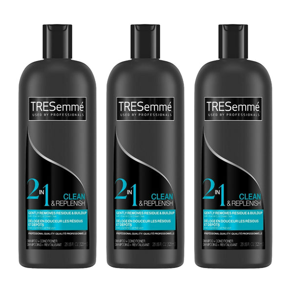 Tresemme 2 in 1 Clean & Replenish Shampoo + Conditioner, 28 fl oz. (Pack of 3)