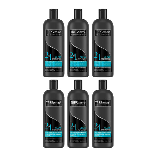 Tresemme 2 in 1 Clean & Replenish Shampoo + Conditioner, 28 fl oz. (Pack of 6)