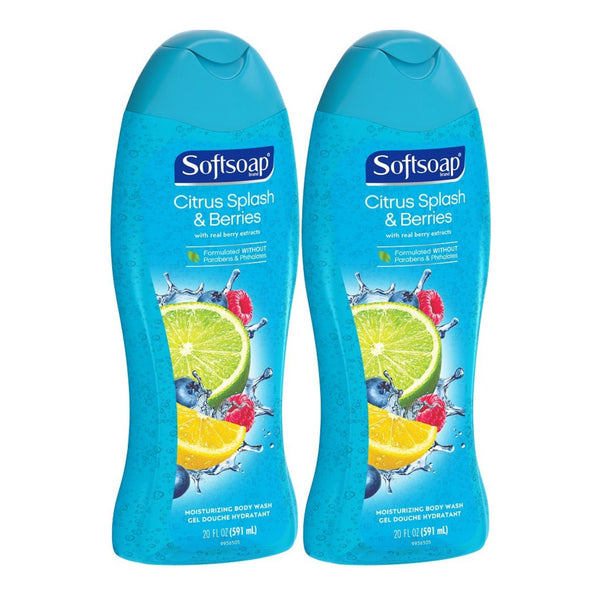 Softsoap Citrus Splash & Berries Real Berry Extracts Body Wash, 20oz (Pack of 2)