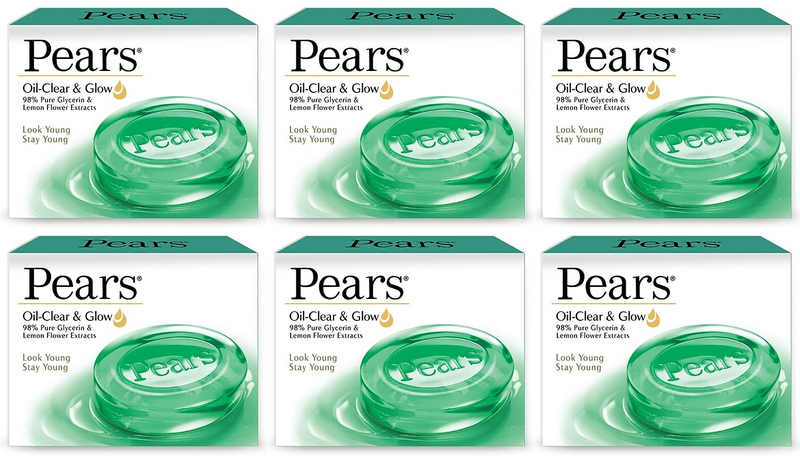 Pears Oil Clear Soap With Lemon Flower Extracts Bar Soap, 100g (Pack of 6)