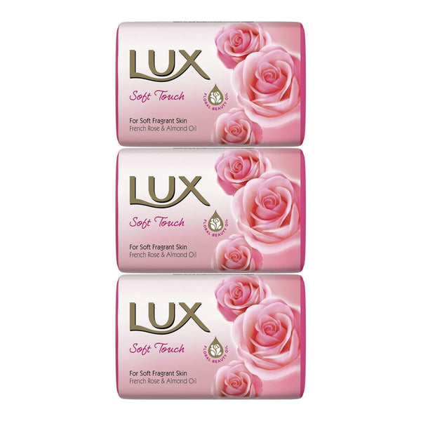 LUX Soft Touch Bar Soap French Rose & Almond Oil (3 Pack), 3 x 80g (Pack of 3)