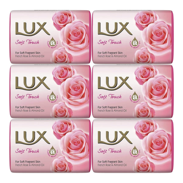 LUX Soft Touch Bar Soap French Rose & Almond Oil (3 Pack), 3 x 80g (Pack of 6)
