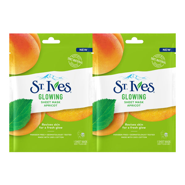 St. Ives Glowing Apricot Sheet Mask, 1 Sheet Mask (Pack of 2)