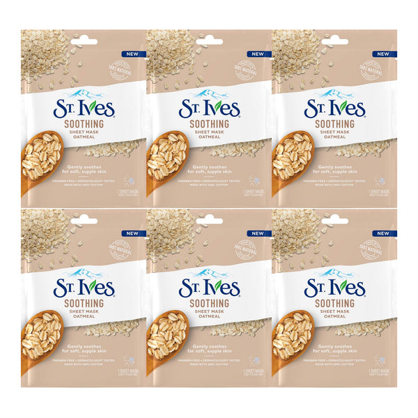 St. Ives Soothing Oatmeal Sheet Mask, 1 Sheet Mask (Pack of 6)