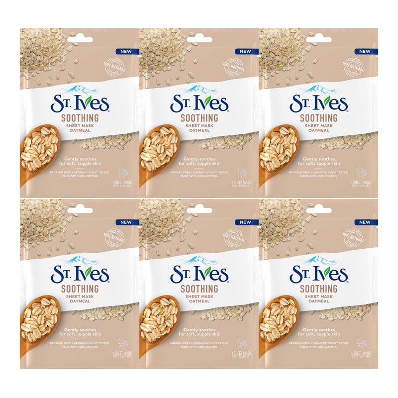 St. Ives Soothing Oatmeal Sheet Mask, 1 Sheet Mask (Pack of 6)