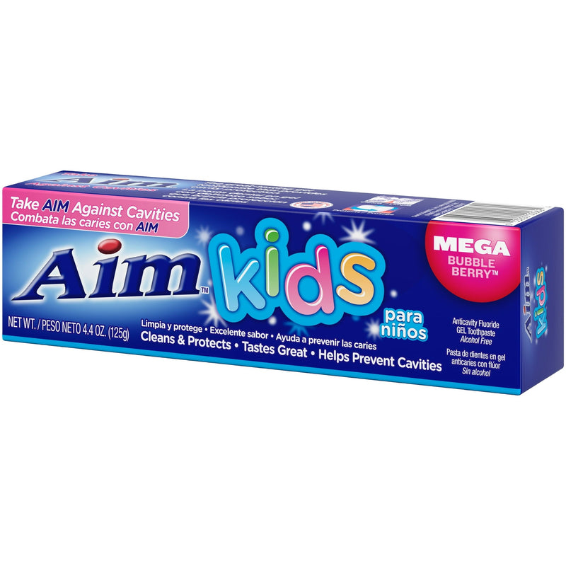 Aim Kids Mega Bubble Berry Anticavity Gel Toothpaste, 4.4oz (125g) (Pack of 2)