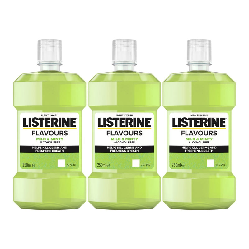 Listerine Flavours Mild & Minty Mouthwash, 8.45oz (250ml) (Pack of 3)