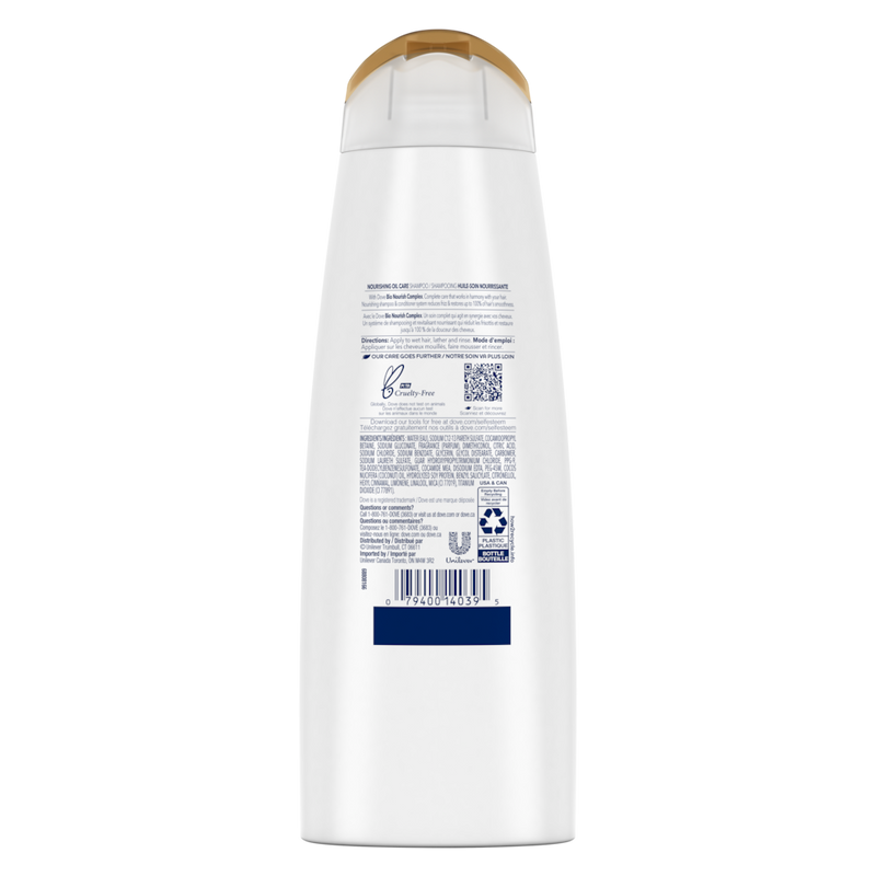 Dove Nourishing Oil Care Shampoo, 13.5 Fl Oz. (400ml) (Pack of 2)