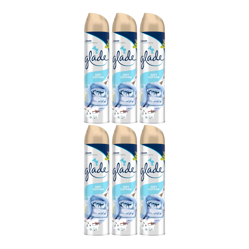 Glade Spray Soft Cotton Air Freshener, 300ml (Pack of 6)