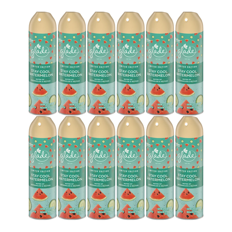 Glade Spray Stay Cool Watermelon Air Freshener Limited Edition, 8oz (Pack of 12)