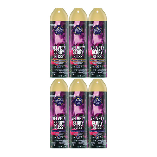 Glade Spray Velvety Berry Bliss Air Freshener - Limited Edition 8 oz (Pack of 6)
