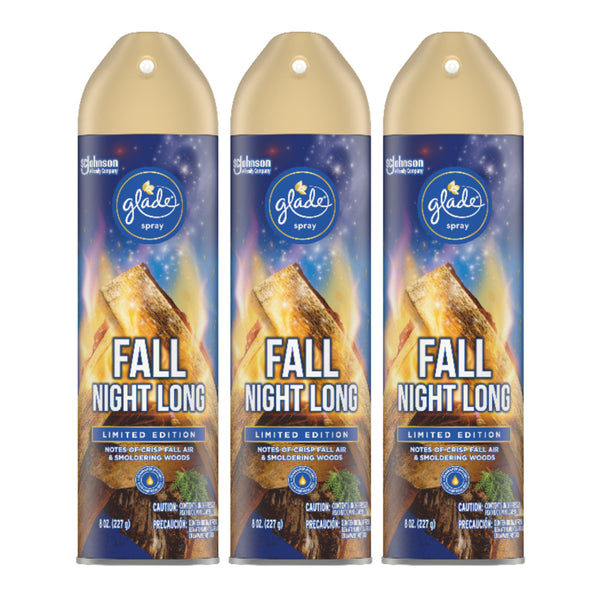 Glade Spray Fall Night Long Air Freshener - Limited Edition, 8 oz (Pack of 3)