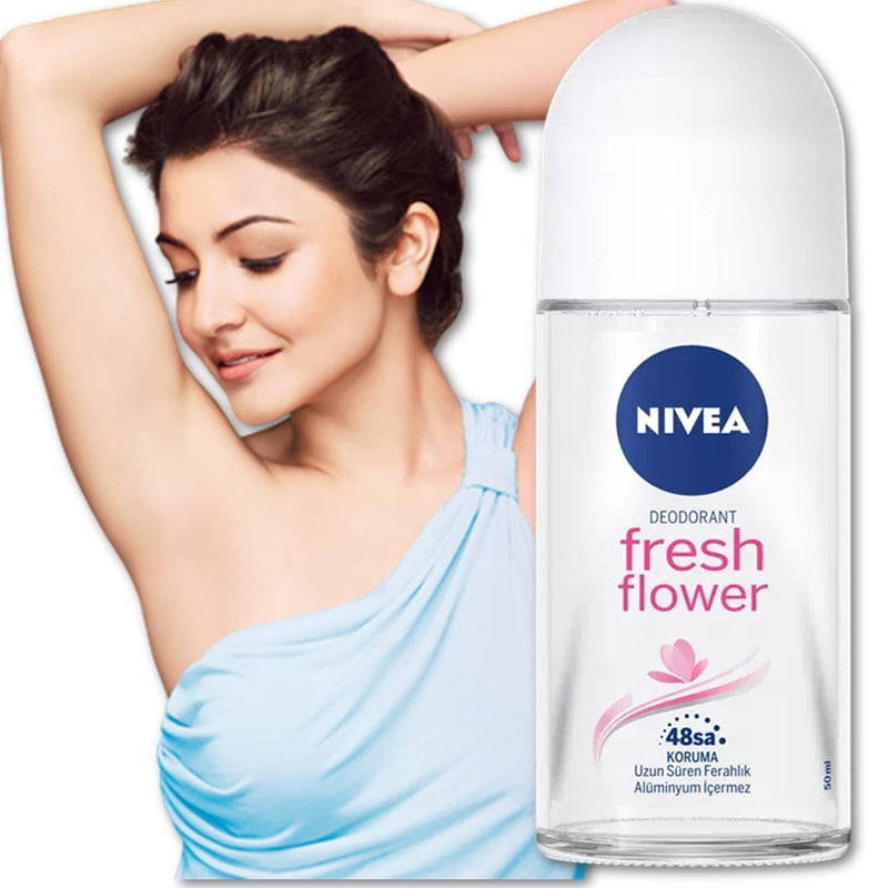 Nivea Fresh Flower Aluminum Free Roll-On Deodorant, 1.7oz (Pack of 12)