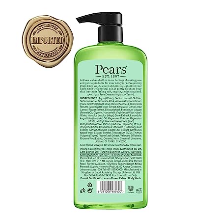 Pears Pure and Gentle Body Wash with Lemon Flower Extract, 750ml