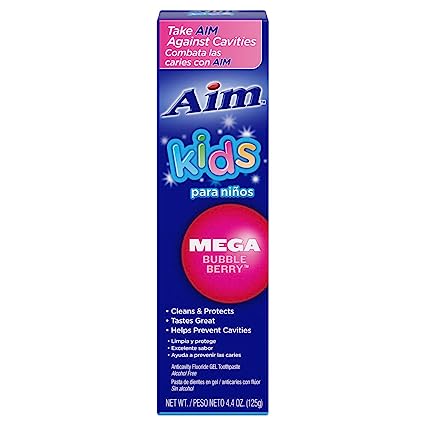 Aim Kids Mega Bubble Berry Anticavity Gel Toothpaste, 4.4oz (125g)
