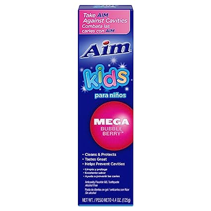 Aim Kids Mega Bubble Berry Anticavity Gel Toothpaste, 4.4oz (125g) (Pack of 12)