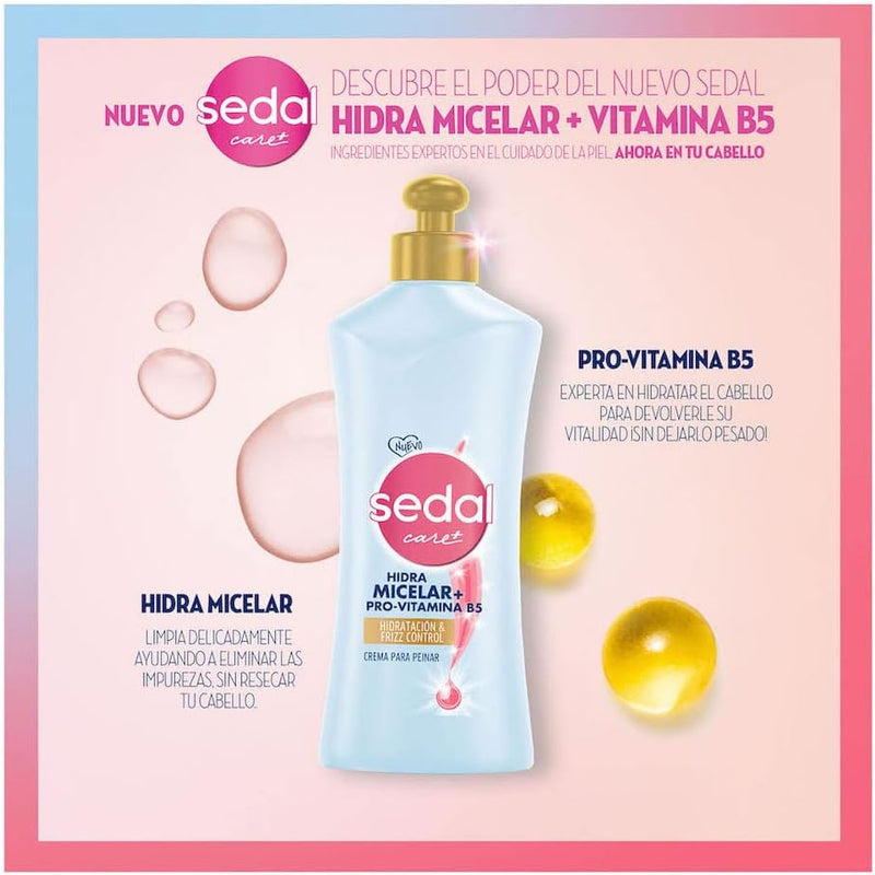 Sedal Care+ Hidra Micelar + Provitamina B5 Crema Para Peinar, 300ml (Pack of 3)