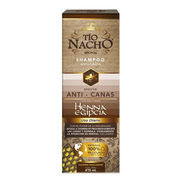 Tio Nacho Shampoo Efecto Anti-Canas Henna Egipcia Jalea Real, 14oz.