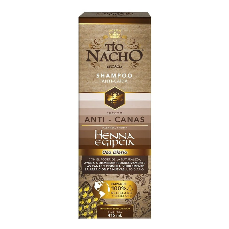 Tio Nacho Shampoo Efecto Anti-Canas Henna Egipcia Jalea Real, 14oz.