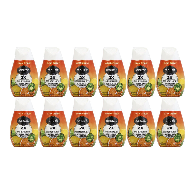 Renuzit Gel Air Freshener 2x Clean Citrus Scent, 7oz. (Pack of 12)
