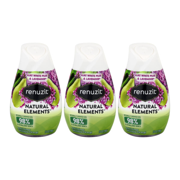 Renuzit Gel Air Freshener Pure White Pear & Lavender Scent, 7oz. (Pack of 3)