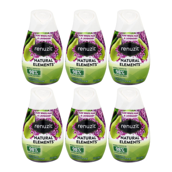 Renuzit Gel Air Freshener Pure White Pear & Lavender Scent, 7oz. (Pack of 6)