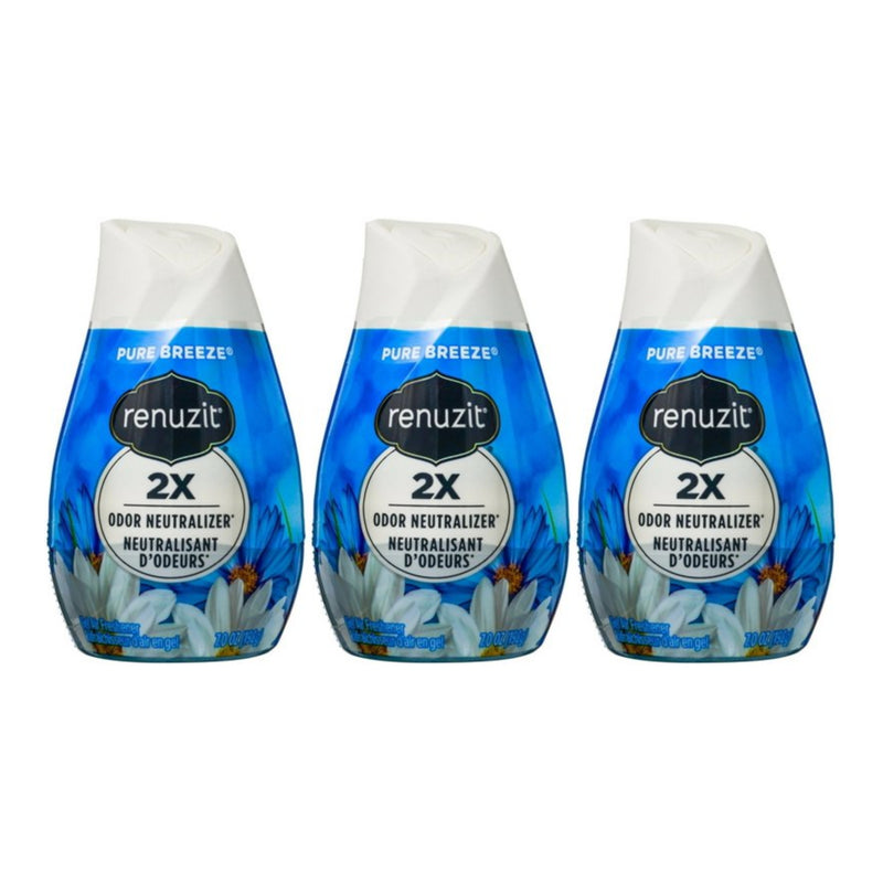 Renuzit Gel Air Freshener Pure Breeze 2x Odor Neutralizer Scent 7oz (Pack of 3)