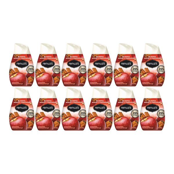 Renuzit Gel Air Freshener Blissful Apple & Cinnamon Scent, 7oz (Pack of 12)