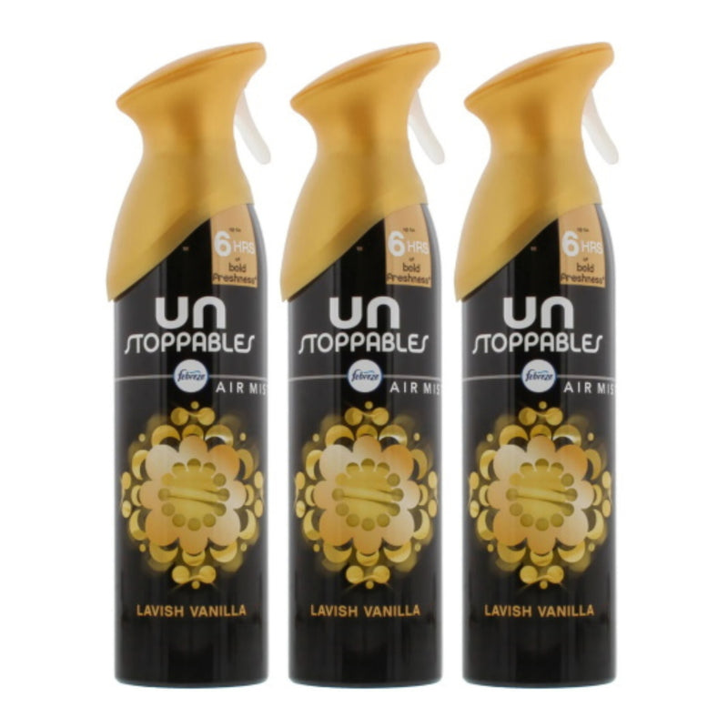 Febreze Unstoppables Air Mist Spray Lavish Vanilla, 300ml (Pack of 3)