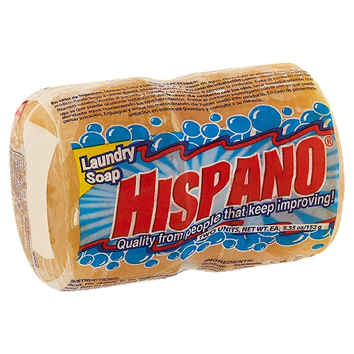 Hispano Jabon Laundry Soap - Round Bar (2 Pack), 10.7oz (304g) (Pack of 2)