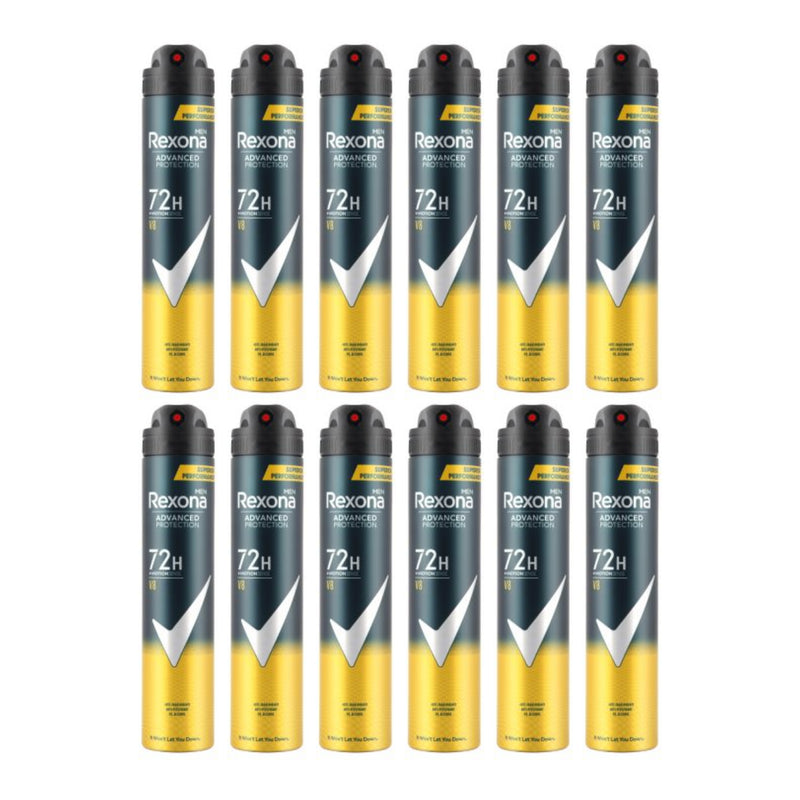 Rexona Men Advanced Protection V8 72 Hour Deodorant Spray, 6.7 oz. (Pack of 12)