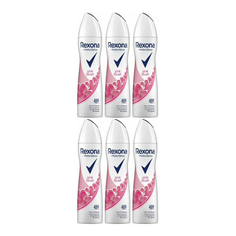 Rexona Motionsense Pink Blush 48 Hour Body Spray Deodorant, 200ml (Pack of 6)