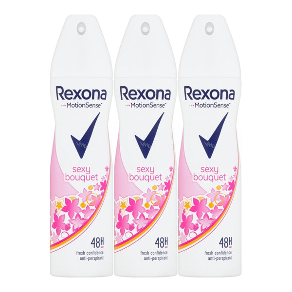Rexona Motionsense Sexy Bouquet 48 Hour Body Spray Deodorant, 200ml (Pack of 3)