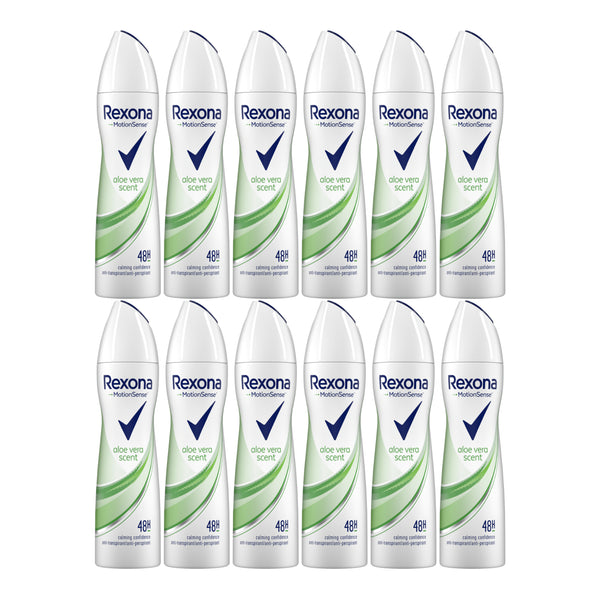 Rexona Motionsense Aloe Vera 48 Hour Body Spray Deodorant, 200ml (Pack of 12)