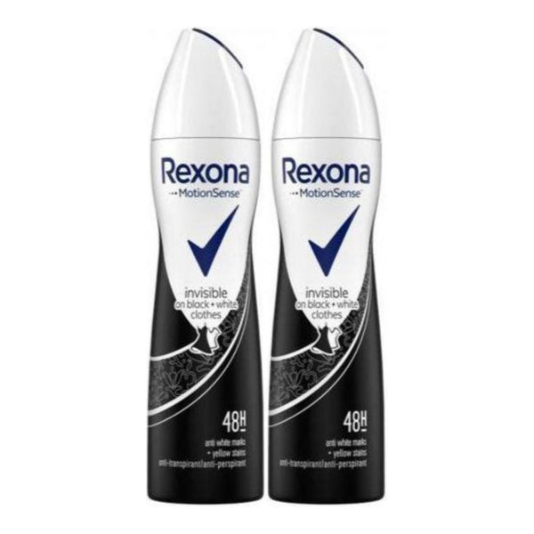 Rexona Invisible Black + White 48 Hour Body Spray Deodorant, 200ml (Pack of 2)
