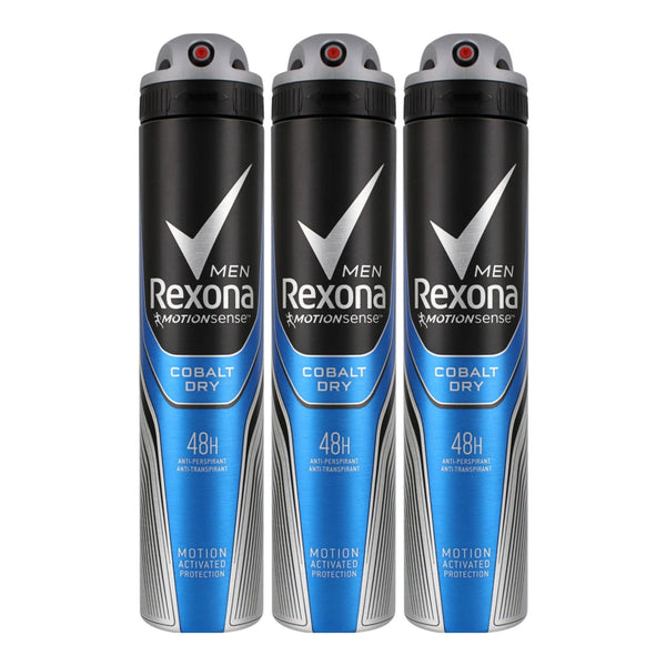 Rexona Motionsense Cobalt Dry 48 Hour Body Spray Deodorant, 200ml (Pack of 3)