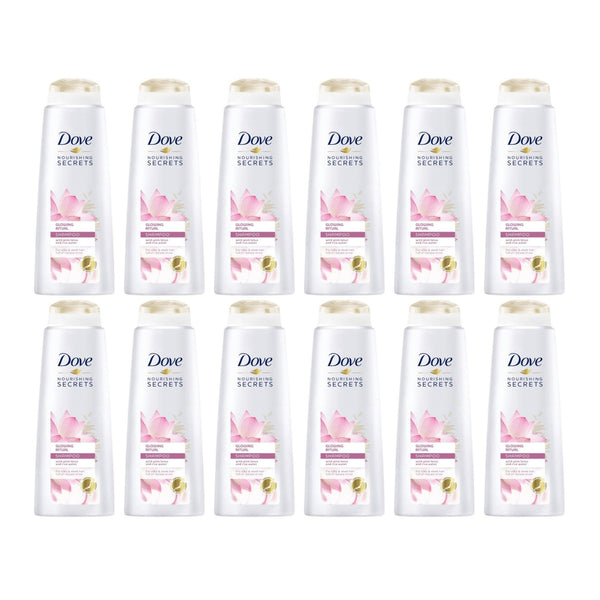 Dove Glowing Ritual Shampoo w/ Pink Lotus & Rice Water, 250ml (Pack of 12)