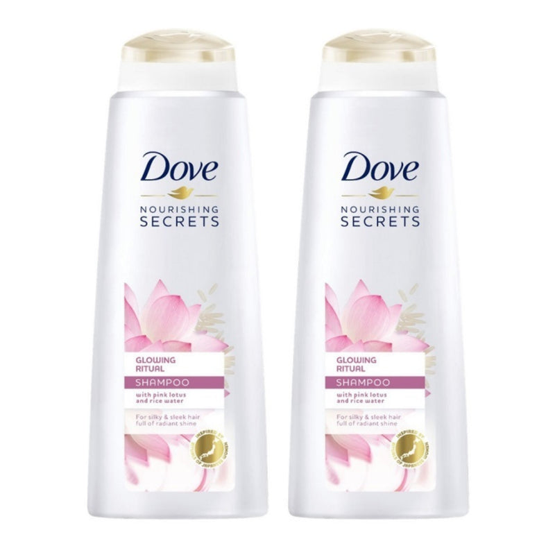 Dove Glowing Ritual Shampoo w/ Pink Lotus & Rice Water, 400ml (Pack of 2)