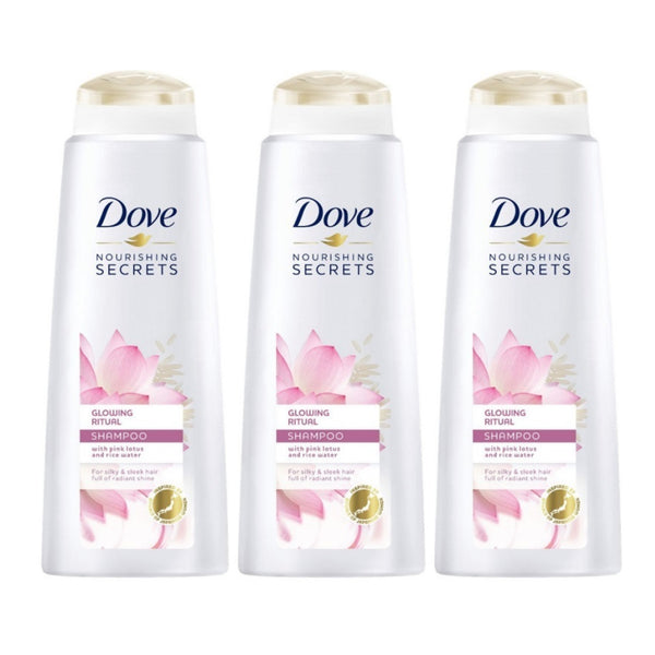 Dove Glowing Ritual Shampoo w/ Pink Lotus & Rice Water, 400ml (Pack of 3)