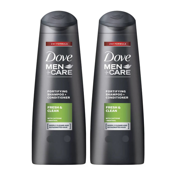 Dove Men + Care Fresh & Clean 2 in 1 Shampoo + Conditioner, 400ml (Pack of 2)