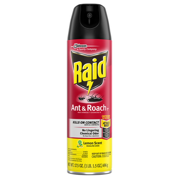 Raid Ant & Roach Spray - Lemon Scent, 17.5 oz.