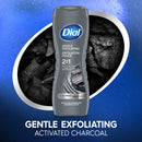 Dial Gentle Exfoliating 2-in-1 Body+Face Wash with Charcoal, 16oz.