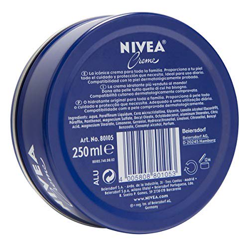 Nivea Cream Tin - Body, Face, and Hand Care, 250ml (Pack of 2)