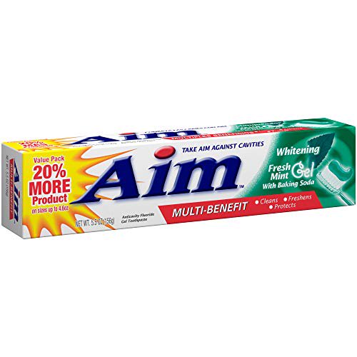 Aim Whitening Fresh Mint With Baking Soda Gel Toothpaste, 5.5oz (Pack of 2)