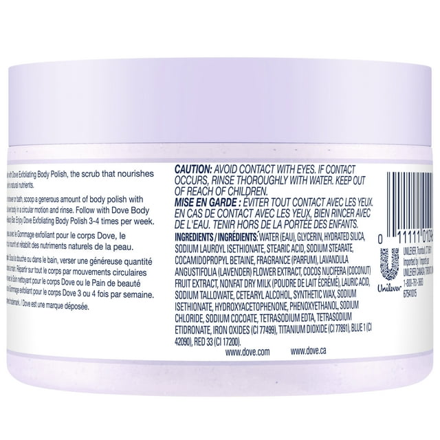 Dove Exfoliating Body Polish Crushed Lavender & Coconut Milk 10.5oz (Pack of 6)