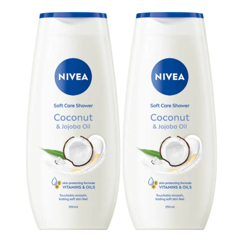 Nivea Coconut & Jojoba Oil Shower Gel w/ Vitamins, 8.45oz (250ml) (Pack of 2)