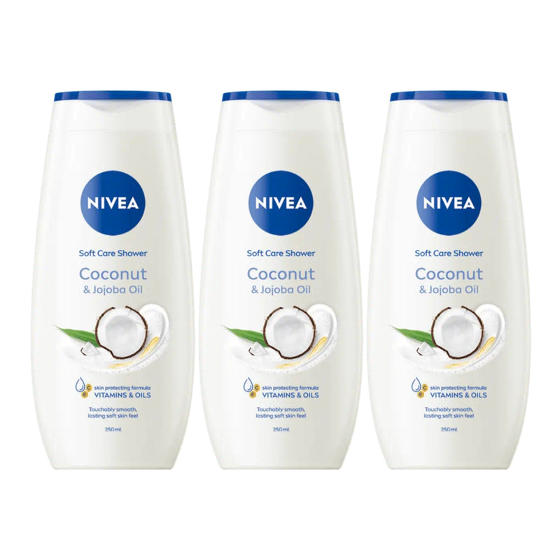 Nivea Coconut & Jojoba Oil Shower Gel w/ Vitamins, 8.45oz (250ml) (Pack of 3)