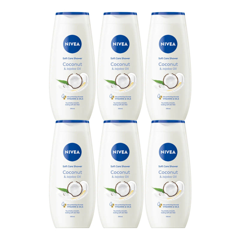 Nivea Coconut & Jojoba Oil Shower Gel w/ Vitamins, 8.45oz (250ml) (Pack of 6)