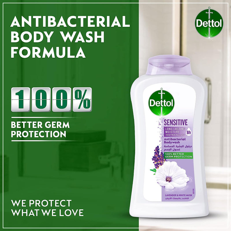 Dettol Sensitive Antibacterial Body Wash Lavender & White Musk 100g (Pack of 6)