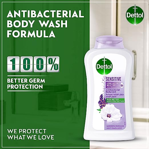 Dettol Sensitive Antibacterial Body Wash Lavender & White Musk 300g (Pack of 2)